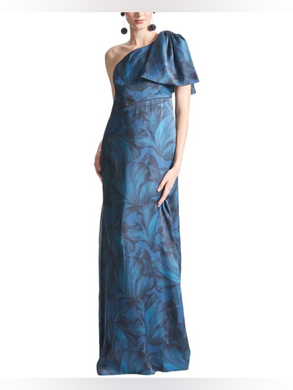 Sachin & Babi Chelsea Gown One-Shoulder Blue Floral Evening Dress Size 6 NEW